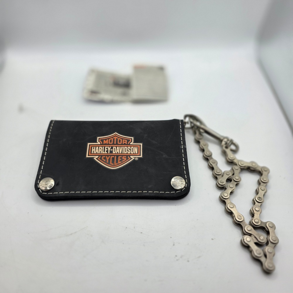 Harley Davidson Littlearth Recycled Rubber Chain Wallet Black Biker Bar Shield